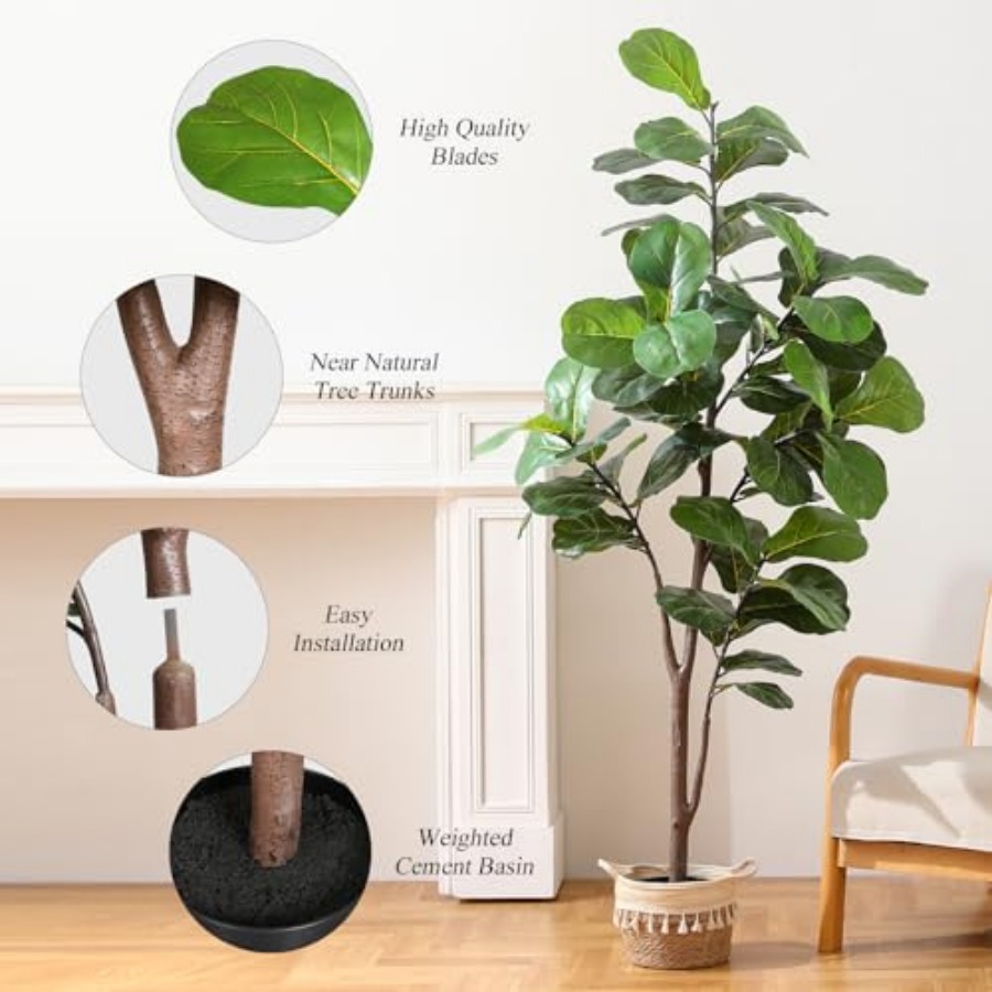 Artificial Fiddle Leaf Fig Tre - Ficus Lyrata Tree review and price