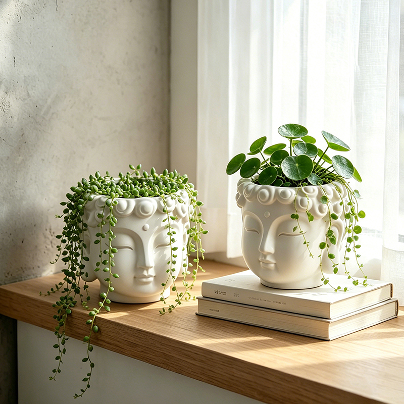Buddha Head Shaped Resin Plant - Echeveria Succulent review and price