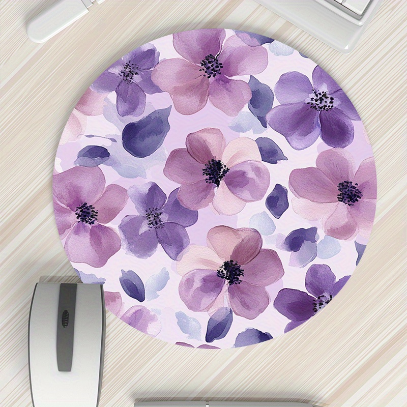 1pc Purple Floral Round Mouse  - Tradescantia Purple review and price