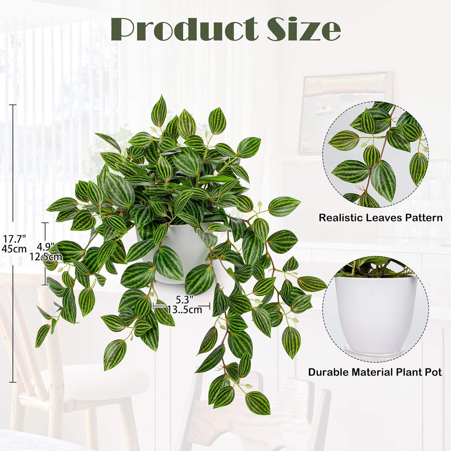 Artificial Plants Indoor Fake  - Peperomia Watermelon review and price