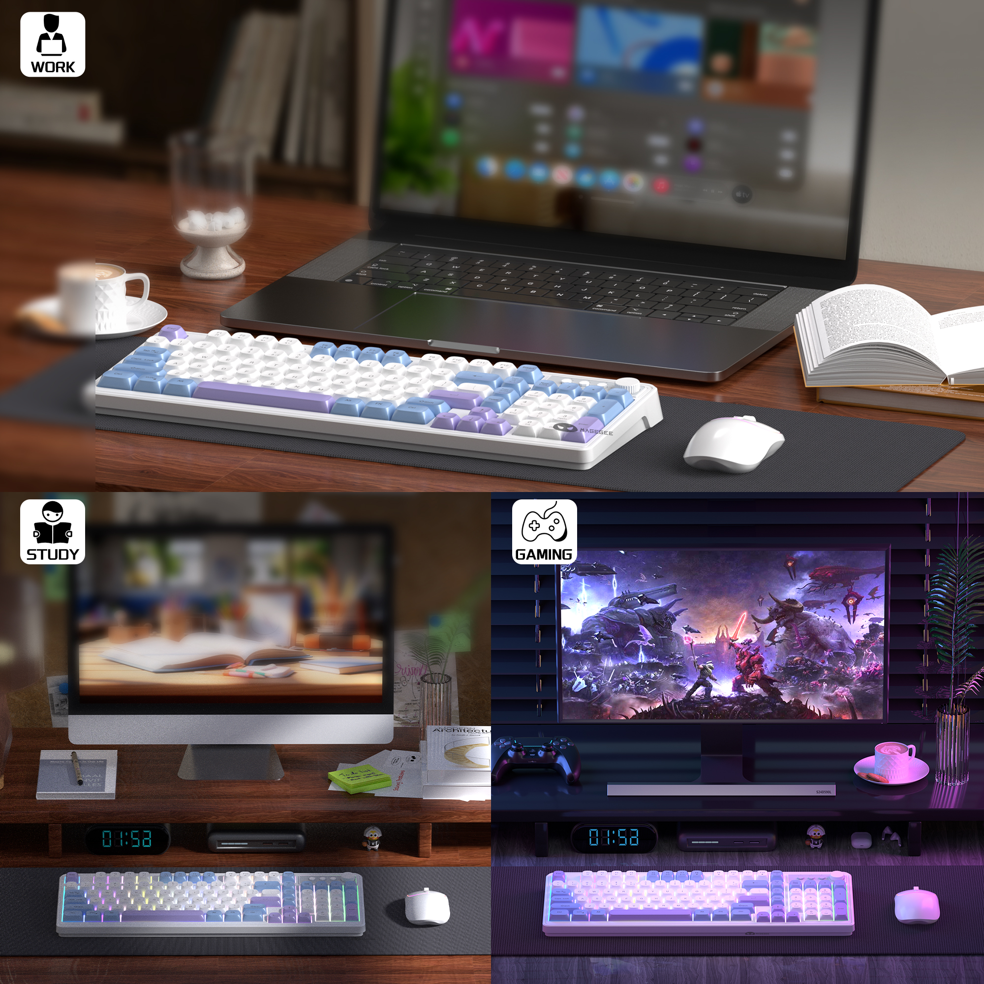 MageGee Wireless Gaming Keyboa - Tradescantia Purple review and price