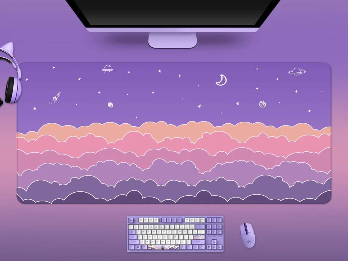 Kawaii Deskmat purple Cute Mou - Tradescantia Purple review and price