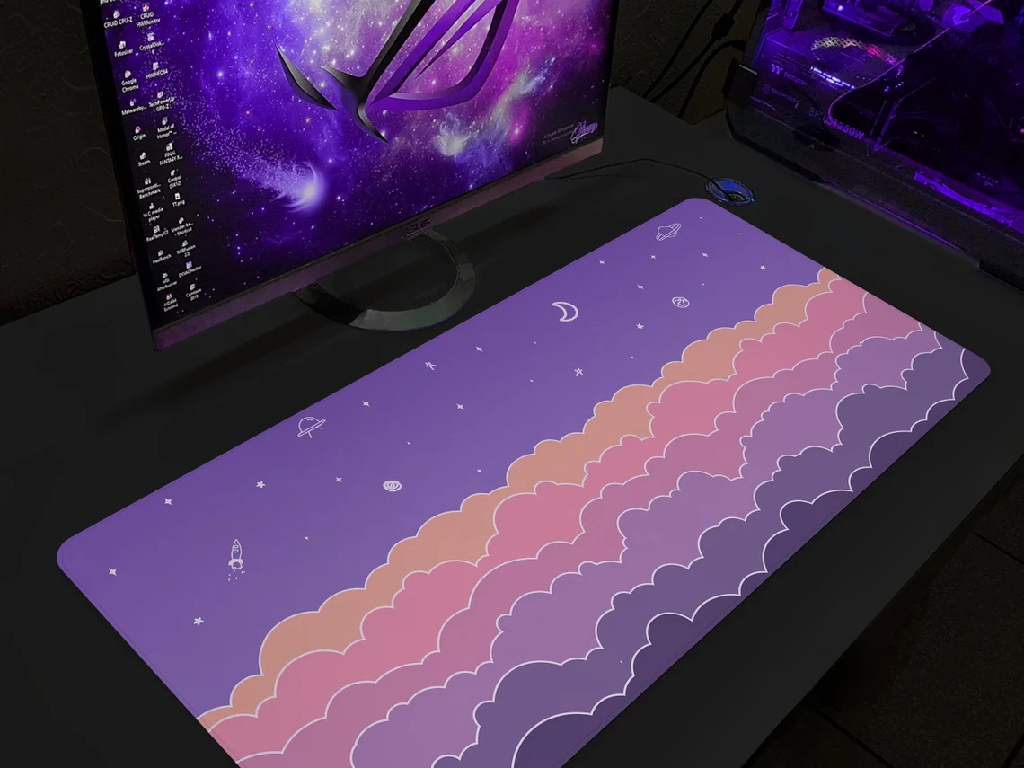 Kawaii Deskmat purple Cute Mou - Tradescantia Purple review and price