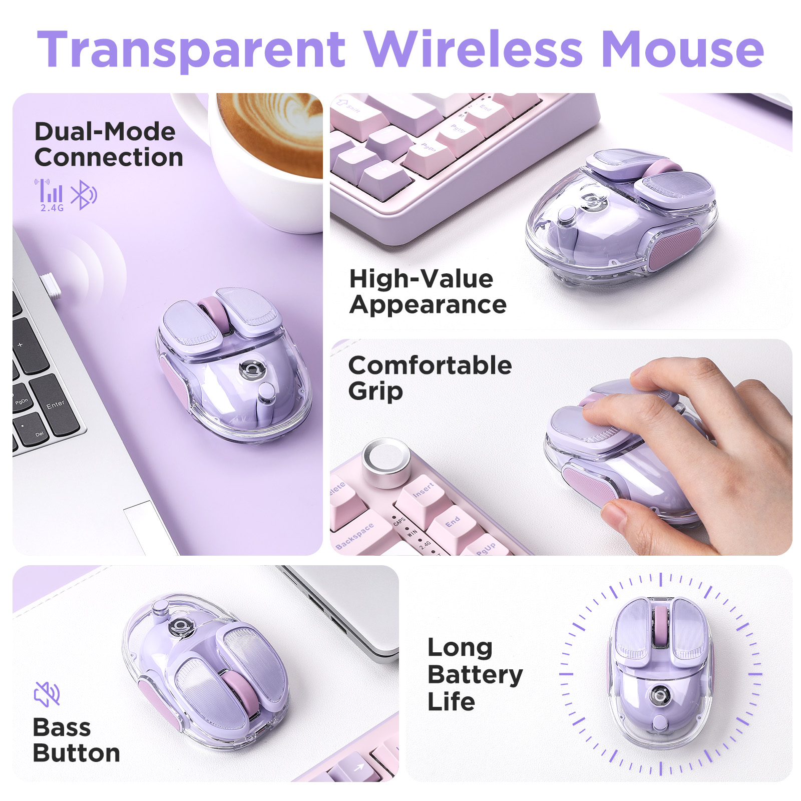EWEADN Q9 Purple Wireless RGB  - Tradescantia Purple review and price