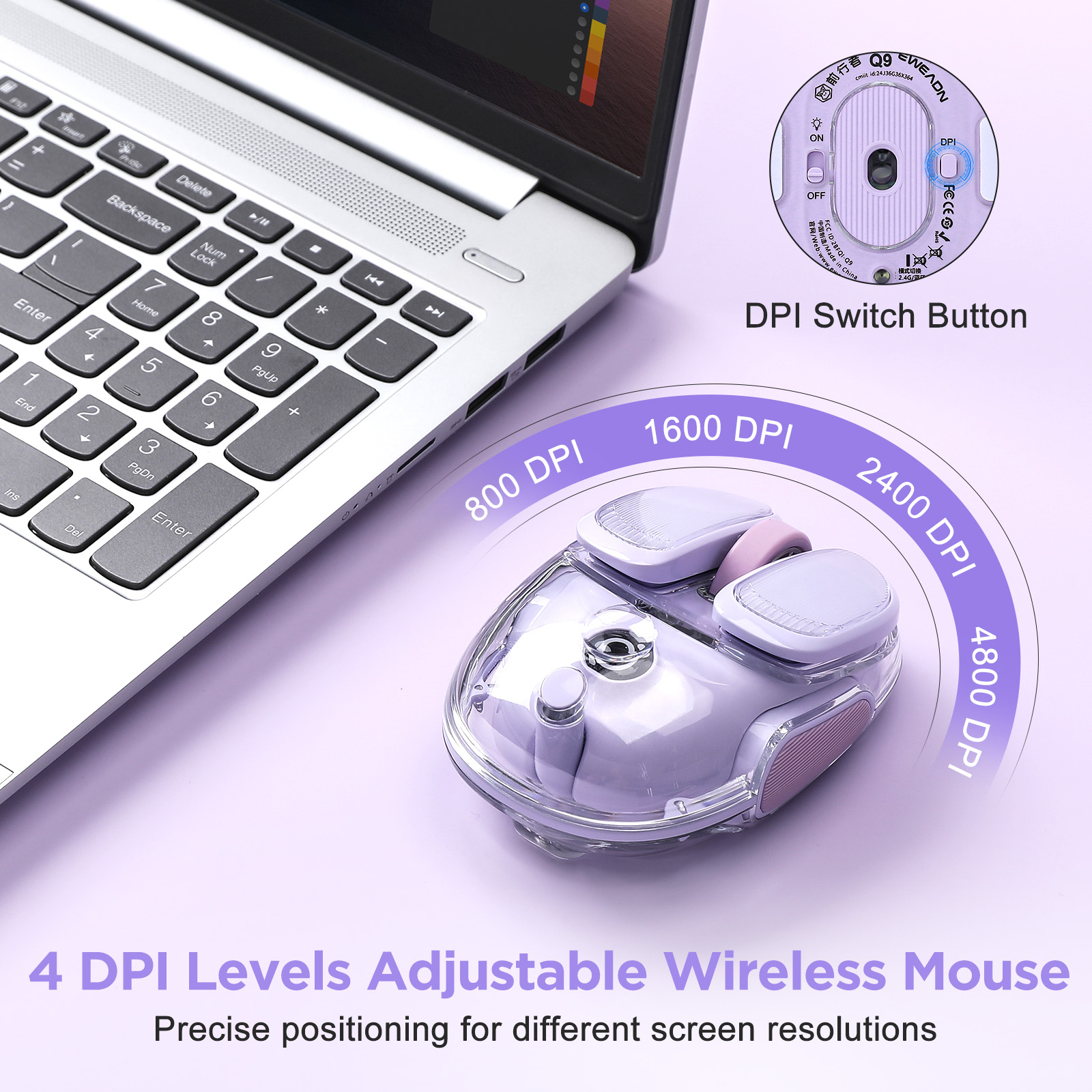 EWEADN Q9 Purple Wireless RGB  - Tradescantia Purple review and price